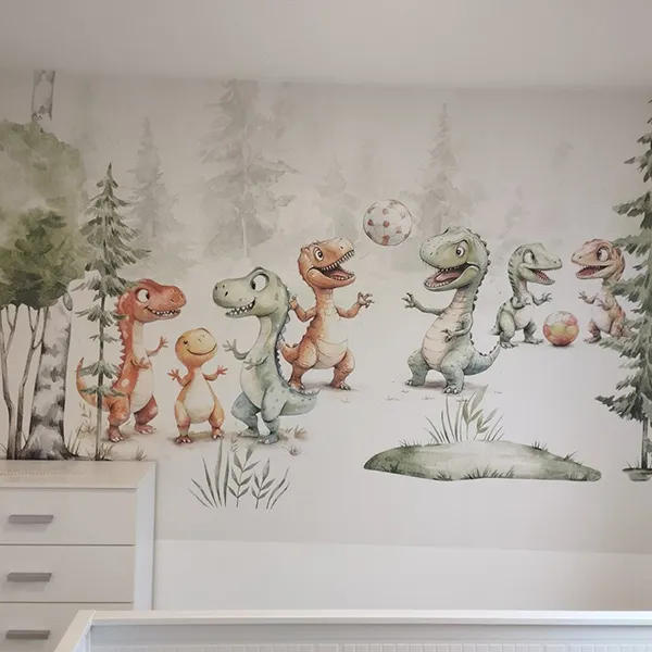Tapeta dinosaurusa na zidu dečije sobe