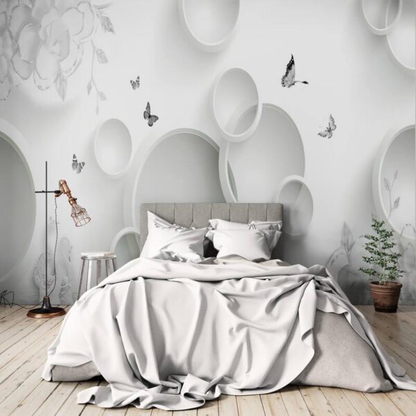 3D 4 white tapeta
