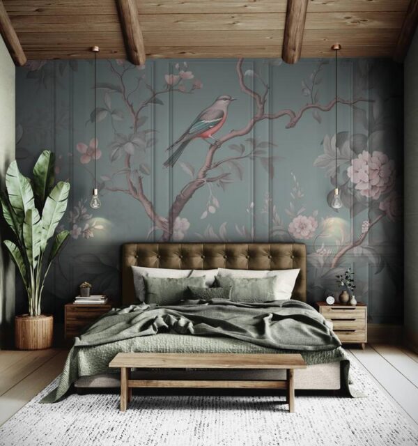 molding wall green tapeta