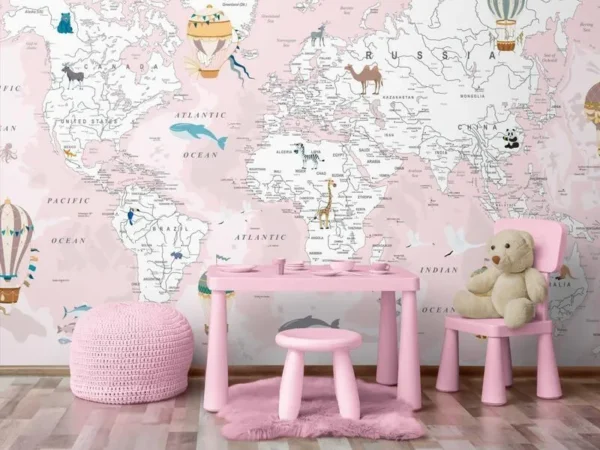 roze mapa sveta tapeta